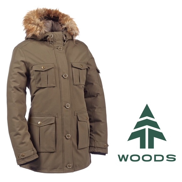Woods Jackets & Blazers - Woods Down Filled Laila Womens's Mid Parka  Dark Taupe Coat Jacket Feather Goose
